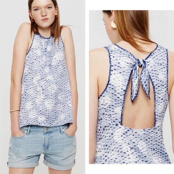 Loft Lou & Grey Fizzout Fluid Tie Tank, Keyhole Back Sleeveless Swingy Style - L - Picture 1 of 7
